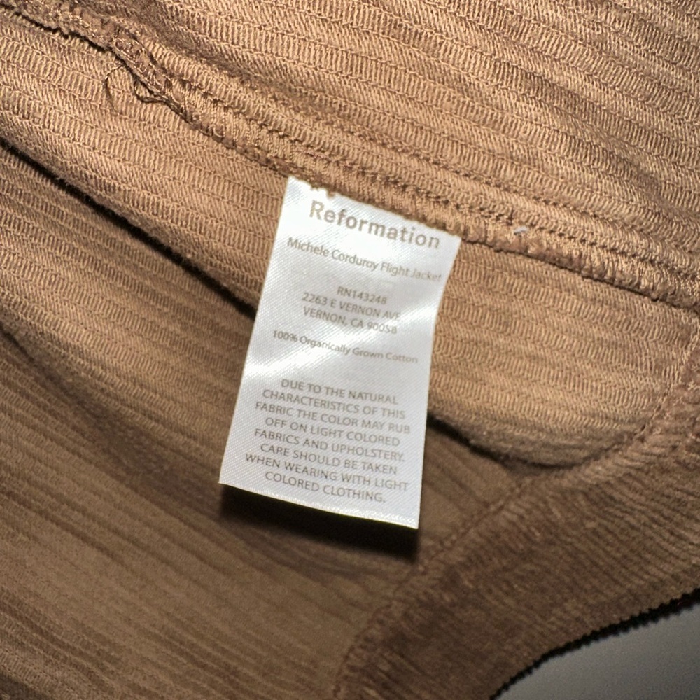 Reformation Michele Brown Corduroy Flight Jacket Size Medium - Picture 3 of 6